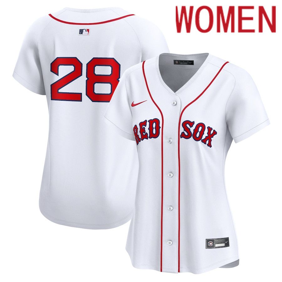 Women Boston Red Sox #28 Corey Kluber Nike White Home Limited Player MLB Jersey